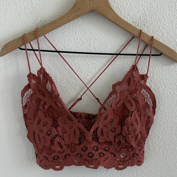 Free People FP One Adella Bralette Rust Neutral Lace Medium - Picture 1 of 5